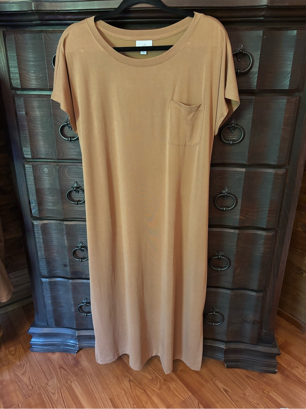 J. Jill Women’s Camel / Tan Short Sleeve Maxi T Shirt Dress, Size Large